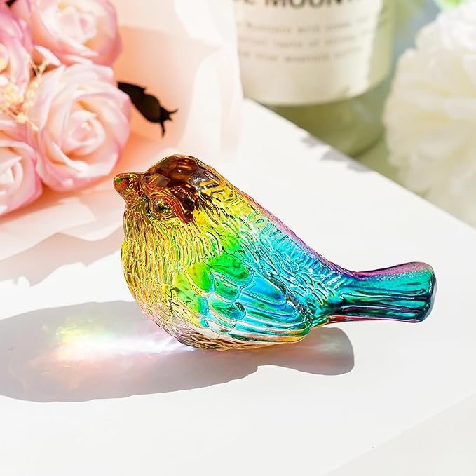 H&D HYALINE & DORA 3" Colorful Glass Bird Figurine Miniature Blown Glass Birds Bird Gifts for Bird Lovers Women Men Animals Collectible Figurines for Desk Table Decor