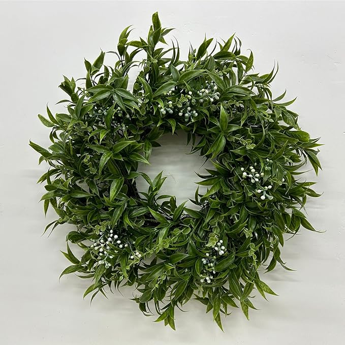Eucalyptus Wreaths for Front Door 20 Inch Large Artificial Green Olive Leaves Greenery Indoor Outdoor Wreath Home Decor Porch Window Wall Farmhouse Door Decorations Spring Summer Fall All Season