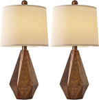 PoKat 20.25" Golden Brown Table Lamps Set of 2 for Night Stands, Vintage Bedroom Lamps for Bedroom Living Room, Retro Bedside Lamps for End Table, Suitable for Small Place, Golden Brown
