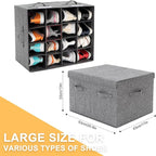 Shoe Organizer for Closet Fits 16 Pairs, Large Shoe Storage Box Bins Containers with Lid and Adjustable Dividers for Shoes, Sneakers and High Heeled, Hard Shell and Stackable (Grey)