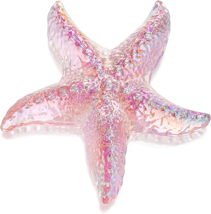 H&D HYALINE & DORA 2.8" Glass Starfish Figurine Handmade Blown Glass Starfish Figurine Tiny Crystal Sea Animals Ornament for Aquarium Decor(Pink)