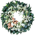 Artificial Wreaths for Front Door Year Round, 20-22" Green Eucalyptus Spring Summer Wreath with Lamb’s Ear Willow Ficus Leaves Bow, Modern Farmhouse Home Decor Porch Indoor Outdoor