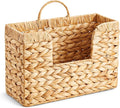 Woven Hanging Magazine Holder, Water Hyacinth Hanging Magazine Basket 11.8 x 4.3 x 7.9 Inch Wall Mounted Basket for Mail Woven Wall Magazines Rack with Handle for Home Office