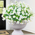 MARTINE MALL 12 Bundles Look Real Artificial Flowers for Outdoors, Realistic Fake Outdoor Flowers, UV Resistant Silk Petunia Flowers for Outside Faux Flowers Plants for Outdoor Porch, White