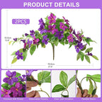 Homsunny Artificial Fake Flowers Plants Outdoor, 2PCS Realistic Faux Silk Flowers UV Resistant Fake Outdoor Flowers for Spring Outside Porch Garden and Home Patio Yard Decor (Light Purple Red)