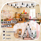 WILLBOND 4 Pieces Tassel Garland Black and White Grey Tassel Garland for Classroom Wall Decor Boho Pastel Cotton Banners for Party School(3.1 Inch, Black, White, Gray)