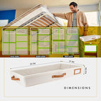 HOMELUX THEORY 2pc Low Profile Under Bed Storage Containers, Thin Under Couch Storage Organizer with Bins & Lids, Underbed Storage Box Ideal for Seasonal Clothes, Blankets, Fabric & Shoes (Ivory)