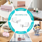 Boloyo Acrylic Display Stand with Sign Plate, 6PC Clear Display Easel Wallet Display Riser Holder, Acrylic Perfume Display Holder for Displaying Wallet, Figure , Cosmetic, Jewelry ,Makeups, Glasses (Small, 6PC)