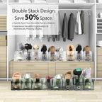 Yes!Fresh Shoe Slots Organizer, Boutique Display Style Shoe Stacker for A Pair of Shoes, Separable Shoe Rack for Closet Organization, 3 Adjustable Narrow Shoe Rack (Clear, 4 Pack)
