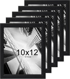 KTKDE 10x12 Picture Frame Set of 5,Black Wooden frames, Vertical & Horizontal Wall Hanging for Wall or Tapletop Display,Studio Gallery Photo Frame for Photos, Posters & Art Prints