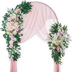 Lisuun Wedding Arch Flowers, Artificial Flowers for Decoration, 2pcs Flower Swag and 1 pcs Semi-Sheer Chiffon Table Runner Swag for Beautiful Dream Wedding Ceremony Floral Decor - Pack of 3