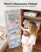 ULG Over the Door Organizer, 6-Tier Hanging Storage with Clear Windows, 19 Pockets for Closet, Pantry, Bathroom & Nursery Doors, Extra Large Storage Space with 4 Hooks