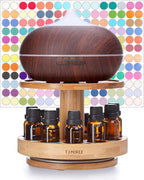 TJ.MOREE Bamboo Diffuser Holder Carousel- 2 Tier Height Increase Rack with Upper Tray for Holding Diffuser, for 5ml, 10ml, 15ml, 20ml Essential Oils Bottles