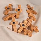 Olive Wooden Cross Fidget for Pocket Prayers Comfort Stress Relief Cross for Clutching, Clinging(Olive 10pcs)