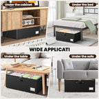 Dayacoco Underbed Storage with Wheels, 2 Pack Under Bed Storage Containers with Clear Lids, No Assembly Required 10.1 inch Rolling Under Bed Storage for Clothes, Blankets