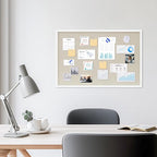 DAHAPYBOO Cork Board with Linen White,Bulletin Board 30"x20" Hanging Corkboards for Office Home School Message Board or Vision Board Decoration.