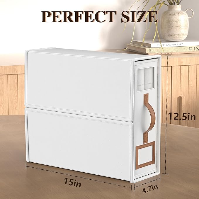 4 Pack Foldable Bed Sheets Set Organizers and Storage(King & Queen Size),Linen Fabric Closet Organizers with Window,Folding Bedding Storage Box for Bedsheets and Pillow Cube Organizer-White
