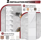 Hat Organizer Hold up to 20 Hats, 2 Pack Hat Rack for Wall with Strong Adhesive, Hat Organizer for Baseball Caps Display for Door Closet, Hat Hanger Holder Multilayer Two Mounting Option(White)