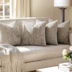 MIULEE Pack of 4 Couch Throw Pillow Covers 22x22 Inch Khaki Soft Decorative Chenille Pillow Covers Farmhouse Accent Cushion Covers for Boho Home Decor Sofa Bedroom Living Room