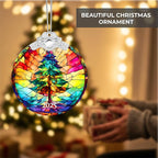 2025 Christmas Ornaments, Christmas Tree Ornaments Acrylic, Faux Stained Glass Effect White Elephant Gifts Exchange, Unique Suncatcher Xmas Stocking Stuffers for Women, Men (Tree)