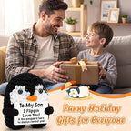 Belatelove Son Gifts from Mom Dad, Handmade Crochet Mini Penguin Mother Day Birthday Gift for Son Teen Bonus Step, to My Son Gifts for Birthday, Funny I Love You Fathers Day Easter Decor