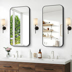 BONEWEI 20x36 inch Bathroom Mirror 2-Pack,Black Rectangle Mirror,Wall Mounted Bathroom Frame Vanity Mirror with Round Corner for Bedroom Living Room, Entryway Hangs Horizontal or Vertical