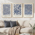 Framed Large William Morris Wall Art Set of 3, Vintage Blue Botanical Floral Canvas Wall Decor Painting, Farmhouse Aesthetic Artwork Prints for Living Room, Bedroom, Hallway, Office, Total Size 30x60