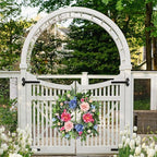 24 Inch Spring Wreaths for Front Door, Artificial Front Door Wreath with Daisy Peony Hydrangea Eucalyptus Green Leaves, Outside Floral Wreath for Home Porch, Home Decor for Indoor Outdoor Window Wall