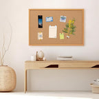 Cork Board Bulletin Board 24 x 36, Wood Framed Corkboards for Wall Decor, Hanging Office Message Board, Large Wall Mounted Notice Pin Board with 15 Push Pins for School, Home & Office