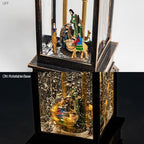 12" Christmas Snow Globe Lantern with Nativity - Water Swirling Glitter LED Light Lantern with Music - Vintage Xmas Gifts - USB Plug or Battery Operated Home Decor (Nativity)