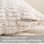 Aegero Pack of 2 Corduroy Decorative Throw Pillow Covers 18x18 InchSoft Boho Striped Pillow Covers Modern Farmhouse Home Decor for Sofa Living Room Couch Bed（White）