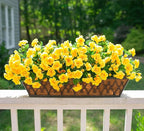 HyeFlora Artificial Fake Flowers Plants for Spring Outdoor Outside Decor, Faux Silk Yellow Camellia UV Resistant Realistic for Planter Front Door Porch Patio Balcony Decoration, 3 Large Bundles
