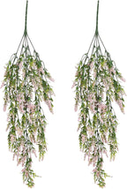 2 Pcs Artificial Lavender Teardrop Rattan, Spring Summer Front Door Hanging Floral Swags for Wall Basket Filler, Garden Home Easter Decoration-28.7in(Pink)