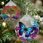 Stained Glass Suncatcher Ornament - Butterfly Christmas Decorations - Christmas Ornaments for Tree - Holiday Present Ideas - Gift Exchange
