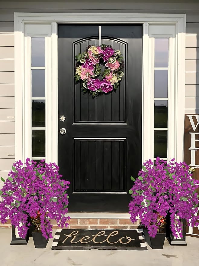 33.5" Bougainvillea Artificial Flowers Fake Purple Flowers, UV Resistant Long Sprays Artificial Bougainvillea Flowers for Indoor & Outdoor Decor, 3PCS Faux Hanging Flower for Home Room Wedding Porch