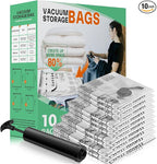 10 Pack Vacuum Storage Bags, Space Saver Bags, Compression for Comforters and Blankets, Sealer Clothes Storage with Hand Pump. (2J/2L/3M/3S)