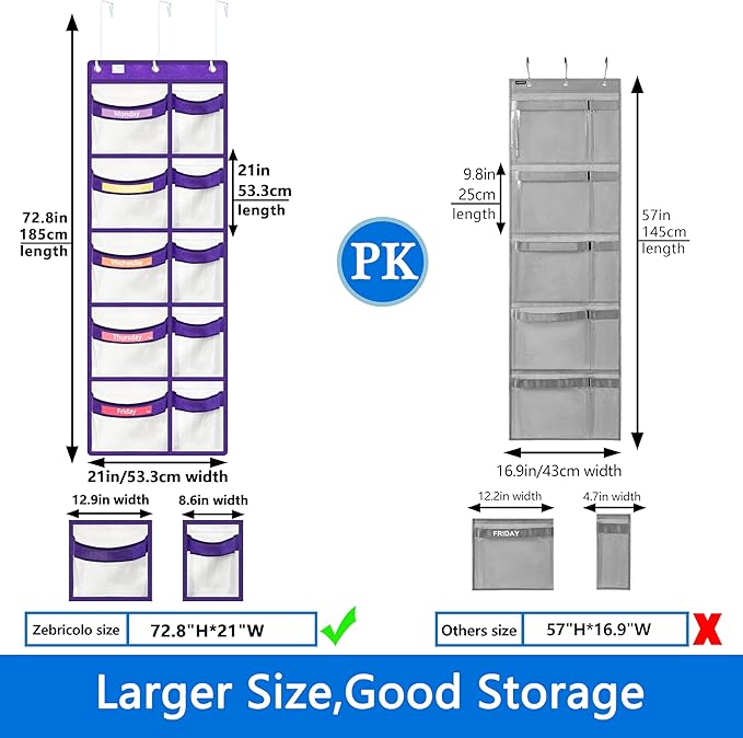 weekly clothes organizer for kids are a must have for parents,5 drawer storage organizer,Extended hook12 inches,kids clothes organizer, comes with two sets of label cards,2025 New White/Purple