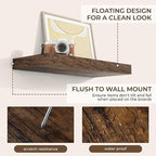 RICHFOCUS 20Inch Floating Shelves for Wall 2 Pack Shelves for Bedroom|Kitchen|Bathroom|Laundry Room Rustic Wood Wall Mounted Shelf with Invisible Brackets for Books|Storage|Decor, Rustic Brown