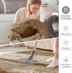 OLANLY 2x5 Machine Washable Runner Rugs for Hallway, Soft Fluffy Shaggy Bedside Rugs for Bedroom, Living Room, Indoor Floor Carpet for Kids Girls and Boys, Home Decor Aesthetic, Taupe