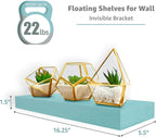 Sorbus Floating Shelves for Wall – 16 Inch Floating Shelf for Kitchen, Bedroom, Living Room, Bathroom, Home & Wall Decor - Mounted Bathroom Shelves with Invisible Brackets (Breezy Blue, 2 Pack)