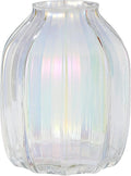 Large Colored Modern Glass Vase Irised Crystal Clear Glass Vase 8.0" for Decorative Home Office Centerpieces Flowers Décor(Colored 8.0in)