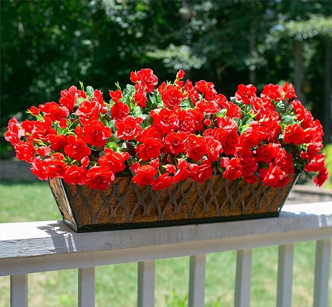 Artificial Christmas Flowers for Spring Outdoor Outside Decor, Fake Silk Red Camellia Flower UV Resistant Realistic Plants for Planter Front Door Porch Patio Table Indoor Holiday, 3 Large Bundles