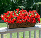 Artificial Christmas Flowers for Spring Outdoor Outside Decor, Fake Silk Red Camellia Flower UV Resistant Realistic Plants for Planter Front Door Porch Patio Table Indoor Holiday, 3 Large Bundles