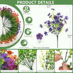 Artificial Flowers for Outdoors, 12 Bundles Multicolor Silk Fake Flower for Spring Summer Decoration, UV Resistant No Fade Artificial Outdoor Plants for Home Planter Porch Patio Yard Decor