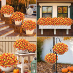 MARTINE MALL 12 Bundles Artificial Fall Mums Flowers for Outdoors, Faux Mums for Outdoor Planters, UV Resistant Fall Flowers Artificial for Outdoors Front Porch (Orange & Yellow)