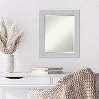 Amanti Art White Wall Mirror 24x20 Shiplap White Rectangle Bathroom Mirror for Wall Decor Living Room, Small Cottage Wood Frame, Hangs Horizonally and Vertically, Bathroom Decor, Beveled Edge