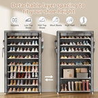 LANTEFUL Shoe Rack with Covers 10 Tier Tall Shoe Rack Organizer Large Capacity Shoe Shelf Storage 40 Pairs Space Saving Free Standing Shoe Storage Organizer for Closet, Entryway, Dorm, Printing
