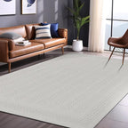 Micro Loop Indoor Rug White 9x12 Boho Geometric Neutral Area Rugs for Living Room Soft Luxury Modern Low and High Pile Durable Stain Resistant Non-Shedding Indoor Area Carpet 9 x 12