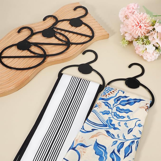50 Pcs Black Plastic Scarf Hanger Organizer Space Saving Closet Accessory Holder for Scarves, Belts, Ties, Headscarves, and More
