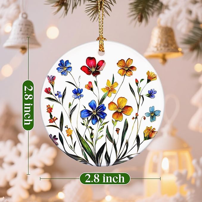 Flower Hanging Ornament, Christmas Ornaments, Xmas Decorations for Tree, Ornaments for Christmas Tree, Holiday Ornament, Flower Themed Gifts, Holiday Party Gifts, Xmas Gift Ideas - Wildflower